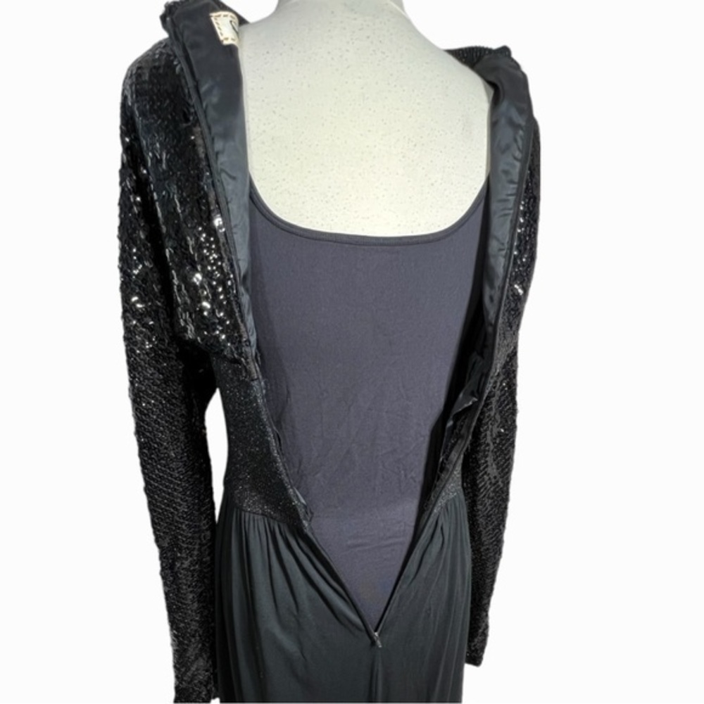 Pat Sandler vintage 1960's 70's long black sequin gown - Picture 10 of 15